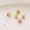 14K envolto em ouro - preservando a cor incrustada escada quadrada zircão oco contas de barril de renda com contas diy pulseira colar contas de jóias da sorte