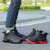 Botas de lluvia cortas para hombre, antideslizantes, impermeables, resistentes al desgaste, zapatos de goma de seguridad de corte bajo para trabajo, adecuados para cocina y lavado de autos