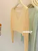 Cardigan de Malha Fina de Seda Gelo para Proteção Solar Feminino, Jaqueta Curta, Peça de Roupa Externa, Cobertura para Ar Condicionado, Preto