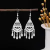 [Selección Premium] Pendientes Estilo Étnico de Minorías Vintage con Plata de Minorías Étnicas, Pendientes Largos Colgantes Florales Estilo Bohemio Único