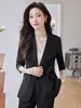 Terno de Verão Feminino High-end 2025 Novo Casaco de Terno Casual Fino Roupa de Negócios Conjunto de Duas Peças para o Verão