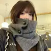 Chal de punto de cuello alto abotonado estilo coreano para mujer, prenda de abrigo de invierno, bufanda tejida cálida, protector de cuello, chal tipo cuello falso