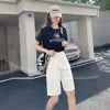 Shorts Vaqueros Blancos Estilo Americano de Cintura Alta para Mujer Verano Pantalones Cortos Pierna Ancha Pantalones de Cinco Puntos Sueltos Retro Rectos
