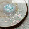 Exclusivo para ventas transfronterizas: Lentejuelas de purpurina con forma de corazón láser para decoración de uñas, escamas de colores, arena líquida, piezas de purpurina brillantes hechas a mano para DIY