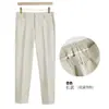 Marca de moda de verão calça cropped lisa de cor sólida masculina calça social afunilada sem necessidade de passar calça casual skinny slim fit estilo coreano