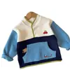 Sudadera con Bloques de Color de Forro Polar para Niños Nueva de Otoño e Invierno ~ Ropa Exterior Superior Elegante Estilo Japonés de Forro Polar Doble Cara para Bebés y Niños