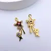 Pingente Pequeno de Meteoro Super Brilhante Personalizado Cobre Banhado a Ouro com Zircônia Pulseira DIY Feita à Mão Pingente de Colar Pequenos Acessórios de Joia Materiais