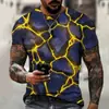 Estação Independente Moda Verão Transfronteiriça Europeia e Americana Camiseta Série Magma 3Dteum Tops Masculinos Street Gola Redonda Manga Curta