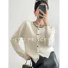 Suéter de Forro Polar con Pedrería Resistente Zhengqi / Cárdigan Abrigo de Punto Versátil de Lana y Cachemira para Mujer, Otoño e Invierno