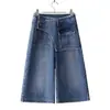 Jeans finos de cintura alta para mujer petite de verano 2026 nuevos pantalones rectos holgados de corte slim de longitud media