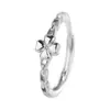 Anillo de Zirconia con Forma de Corazón y Flor de Lujo Ligero de Gama Alta para Mujer Yixuan, Popular Cadena de Celebridad de Internet Anillo de Trébol de Cuatro Hojas