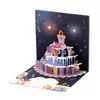 Tarjeta de felicitación de cumpleaños tridimensional nueva y creativa transfronteriza, sensación avanzada con luz, se puede soplar, bendición de cumpleaños, tarjeta de felicitación tridimensional 3D