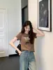 La Fiesta de las Salchichas: Camiseta con estampado flocado Sausage Delight para mujer, verano, hombro normal, estilo corto, entallada a la cintura, adelgazante, top de manga corta