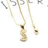 Collar con colgante de 26 letras en inglés para mujer, conjunto de cobre, colgante de circonita, cadena corta para clavícula LM