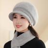 Otoño e invierno, nuevo gorro de punto de piel de conejo para mujeres de mediana edad y mayores, gorro de mamá, gorro de abuela de moda, gorro de lana al por mayor