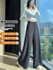 Bestseller de Início de Outono Calça de Terno Feminina Elegante de Cintura Alta com Caimento Casual de Luxo Calça Longa de Perna Larga A13286
