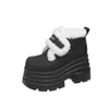 Botas de Neve com Solado Grosso para Mulheres, Quentes, Novo Modelo de Inverno 2026, Aumento de Altura de 8cm, para Pessoas Baixas, com Lã Adicionada e Forro Espesso, Sapatos Grandes de Algodão para o Nordeste