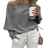 Comercio Exterior Deseo Amazon Aliexpress Comercio Exterior Europeo y Americano Sexy Cuello de una Sola Línea Mangas Raglán Tejido
