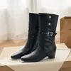 Botas vaqueras retro con tacón grueso para mujer 2026, Botines elegantes de otoño de doble uso Melard Knight, Botas de moda que aumentan la altura