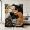 Manta retro de gato lindo más vendida en Amazon transfronterizo con estampado digital de imágenes de mascotas, cubierta de felpa