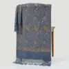 Bufanda Floral Bordada Pequeña de Anacardo con Hilo Dorado Chal de Imitación Cachemir Estilo Étnico Capa de Viaje Abrigo Cálido para Mujer 450g