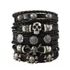 Pulsera popular de estilo punk exagerado para hombre, europea y americana, con accesorios de calavera y remaches, pulsera de conjunto multicapa