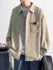 Chamarra Camisa de Pana de Manga Larga para Hombre Primavera y Otoño Delgada Nueva 2024 Camisa Marca de Moda de Hong Kong Tops Casuales