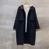 Jaqueta corta-vento de algodão com lapela de marca para mulheres, primavera, versátil, comprimento médio, estilo coreano, cardigã de costura plus size