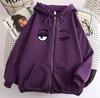 Sudadera con capucha negra estampada Open Eye Closed Eye para mujer 2022 y2k Harajuku Abrigo Suéter para mujer