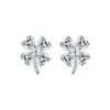 Pendientes de Plata Pura S999 de Trébol de Cuatro Hojas para Mujer, Diseño de Nicho de Lujo Ligero, Sencillos y Elegantes, Sensación de Alta Gama, Pendientes Amigables para los Oídos