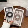 Funda de teléfono magnética con soporte de anillo giratorio para Samsung S24 borde de color transparente S23FE tendencia A55 cartón A15