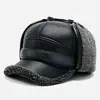Chapéu de Inverno para Homem Velho Chapéu Masculino de Pai Quente com Plus Couro Camurça Chapéu de Velho Avô Chapéu de Velho Chapéu de Bico de Pato para Meia-Idade e Idosos