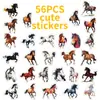 Nuevo Set de 56 Pegatinas Dinámicas de Caballos Galopando, Motivos de Caballos Estilo Pintura al Óleo, Pegatinas de Animales Vintage para Decoración de Diario