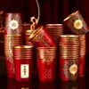 Copos de Papel para Casamento, Copos Descartáveis para Água, Copos Espessos para Celebração de Casamento, Banquete de Casamento Dourado Folha Vermelho Copos Domésticos para Chá, Casamento
