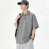 Nuevo Estilo Transfronterizo Lavado Desgastado Cuello Solapa Algodón Puro Manga Corta Camisa Polo Americana Holgada Tendencia Marca Camiseta Fábrica Venta al por Mayor