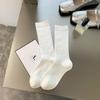 Otoño Nuevos Calcetines Apilados Calcetines sin Costuras Estilo Japonés para Mujer Calcetines Rojos Ancora Calcetines Grises Blanco y Negro Estilo Coreano de Tubo Medio Calcetines Lala