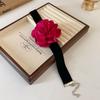 Collar de traje de perlas con flores de tela, elegante y francés, con cadena de clavícula y cuentas, collar nuevo y sencillo para mujer