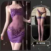 Qingshe Lingerie Sexy Puro Desejo Tentação Lingerie Provocante Alça de Renda Camisola Roupas Divertidas para Jovens Mulheres