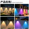 Luces de pared solares, iluminación ambiental para balcones, bañadores de pared para paisajismo, luces de jardín para exteriores, adecuadas para casas, casas de huéspedes y patios, con control remoto RF