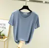 Camiseta Feminina Modal Gola Redonda Verão Simples Manga Curta Camisa Base Interna Versátil Cor Sólida Top Fino Versátil
