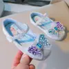 Zapatos de Princesa de Cuero para Niñas 2025 Primavera y Otoño Nuevos Zapatos Casuales de Cristal Niña Pequeña Zapatos Individuales de Moda con Velcro de Una Tira