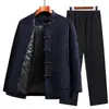 Traje Tang de invierno de nuevo estilo para hombres de mediana edad y mayores, un atuendo de cumpleaños para abuelo, ropa de invierno engrosada con estilo chino