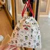 Bolsa Fofa Estilo Coreano com Cordão de Cereja Bolsa de Armazenamento de Espuma para Pequenos Objetos em Movimento