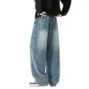 Jeans Estilo Americano/Personalizados para Hombre Primavera y Otoño Estilo Nuevo Caída Holgados Retro Pierna Recta Casual Tendencia Marca Pierna Ancha Negro