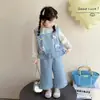 Conjunto de Roupa Estiloso para Meninas para Primavera e Outono 2026 Novo Colete de Desenho Animado Roupa de Primavera para Bebês Conjunto Tendência de Três Peças Estilo Coreano