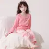 Pijama de Algodón Puro para Niñas Primavera y Verano 2025 Pantalón Largo de Manga Larga para Niños Ropa de Aire Acondicionado para Niños Traje de Casa para Niña Pequeña