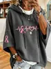 Sudadera con Estampado de Letras Transfronteriza 2026 para Mujer, Estilo Pulóver, con Capucha, Tejido de Bucle Pequeño, Estampado 3D
