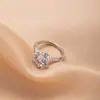 Anel de Princesa Europeu e Americano Transfronteiriço com Diamante Alto Nível Inlaid Pedra Arco-íris Anel de Safira Moda Versátil Joia de Mão