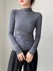 Camiseta Interior de Manga Larga Modal Cuello Medio para Mujer Otoño e Invierno 2025 Nuevo Hombro Derecho Aspecto Adelgazante Top de Gama Alta