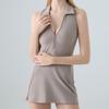 Vestido de golfe europeu e americano de lapela fitness de uma peça para mulheres, secagem rápida, respirável, cintura, esportivo, lazer, ioga